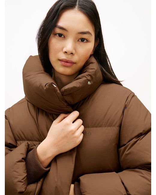 Tommy Hilfiger Brown Water Repellent Down Wrap Jacket