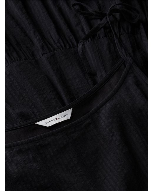 Tommy Hilfiger Black Self-Tie Strap Smock Midi Dress