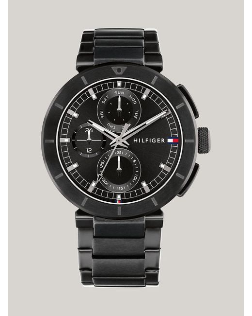 Tommy Hilfiger Black Ionic-plated Stainless Steel Chain-link Watch for men