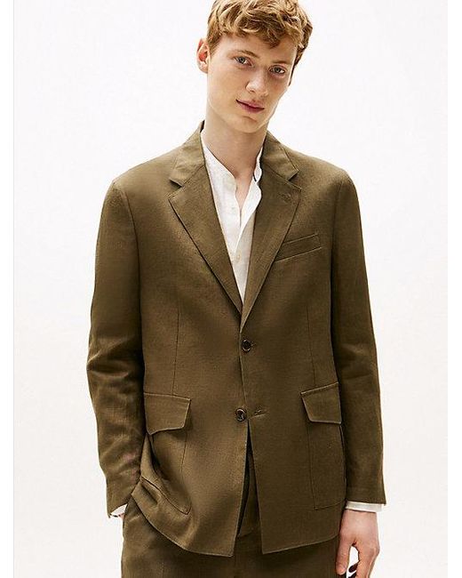 Tommy Hilfiger Single-Breasted Blazer Van Puur Linnen in het Green voor heren