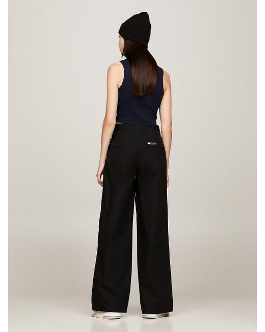 Tommy Hilfiger Black Claire High Rise Wide Leg Cargo Trousers