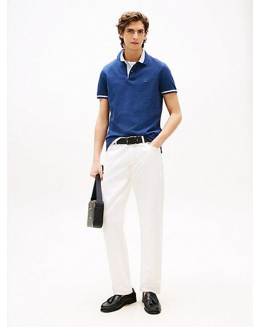 Polo De Corte Regular Con Ribeteado Tommy Hilfiger de hombre de color Blue