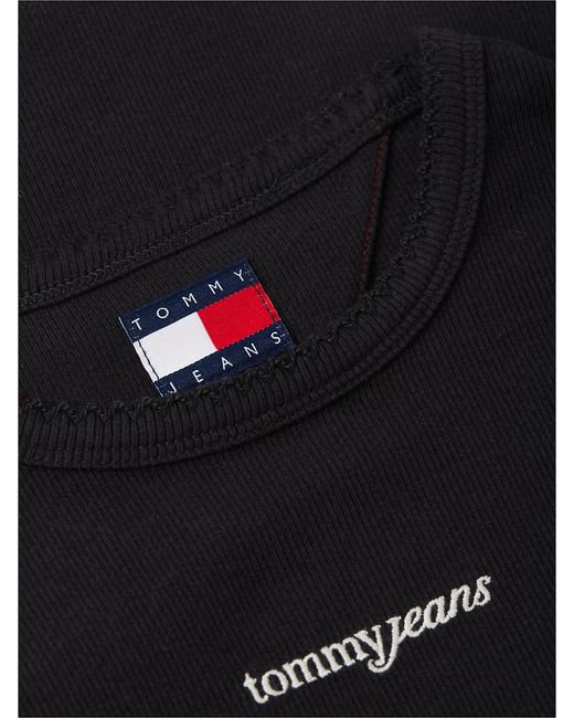 Tommy Hilfiger Black Logo Ribbed Slim T-Shirt