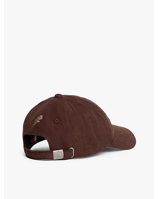 Gorra De Béisbol De Pana Con Logo Bordado Tommy Hilfiger de color Brown