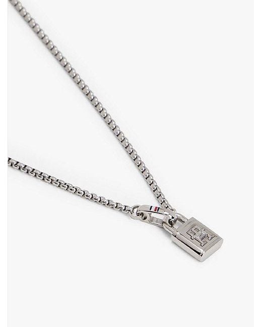 Tommy Hilfiger Ketting Met Hangslotje En Th-Monogram in het White