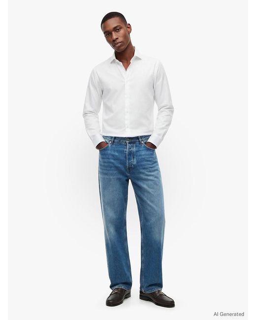 Camicia New York Label Slim Fit di Tommy Hilfiger in White da Uomo