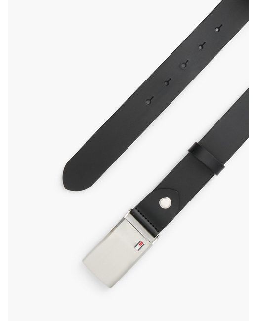 Adjustable Logo Plaque Belt Black di Tommy Hilfiger da Uomo