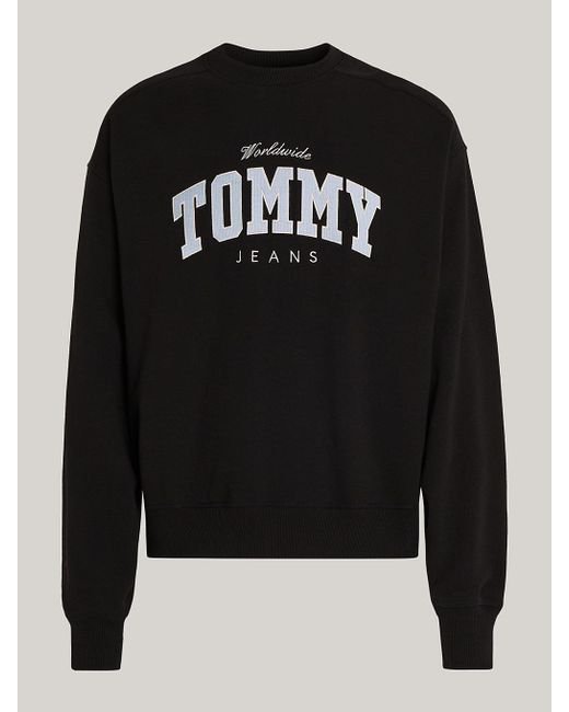 Tommy Hilfiger Black Varsity Boxy Cropped Sweatshirt for men