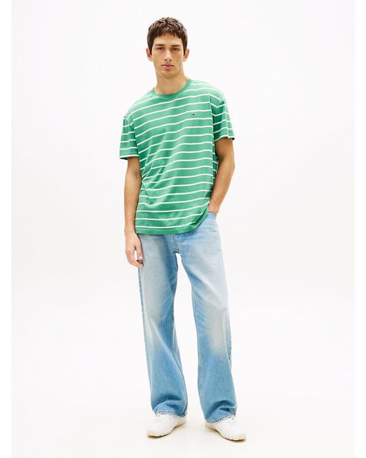 Tommy Hilfiger Green Tommy Flag Stripe Jersey T-Shirt for men