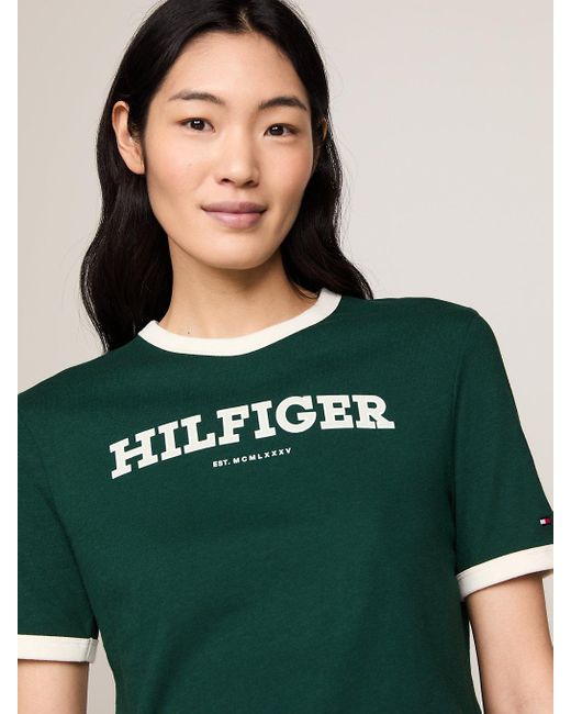Tommy Hilfiger Green Hilfiger Monotype Flocked Logo T-shirt