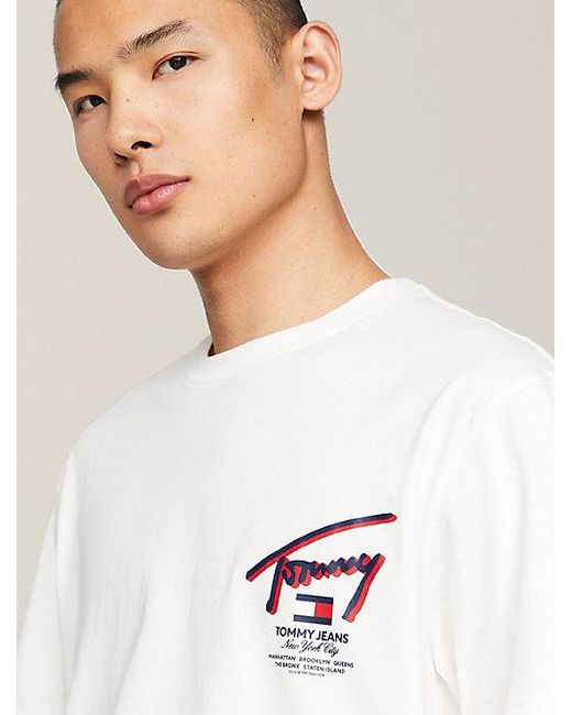 Tommy Hilfiger T-shirt Met Signature-logo Op De Rug in het White voor heren
