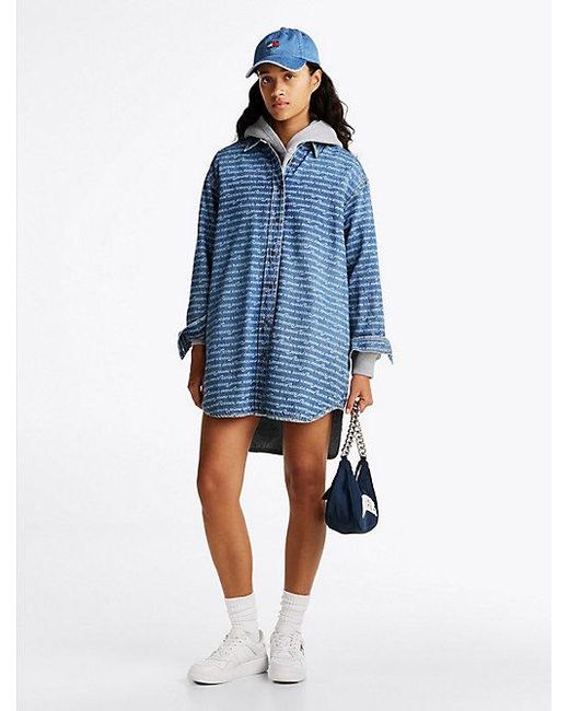 Vestido Camisero Vaquero Corto Tommy Hilfiger de color Blue