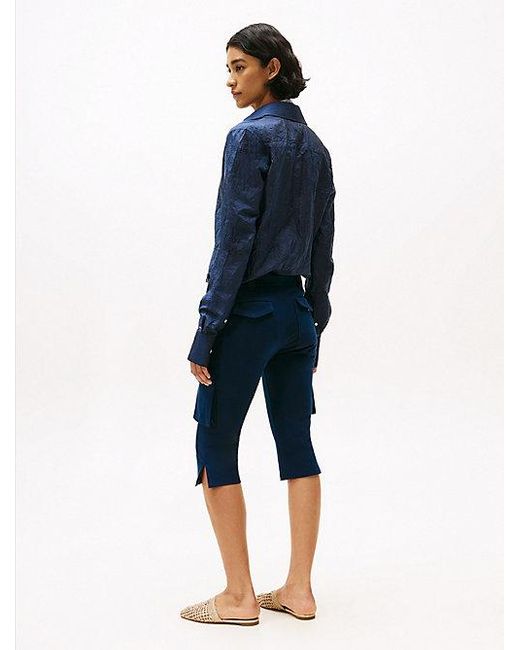 Tommy Hilfiger The Runway Collection Slim Cropped Cargobroek in het Blue