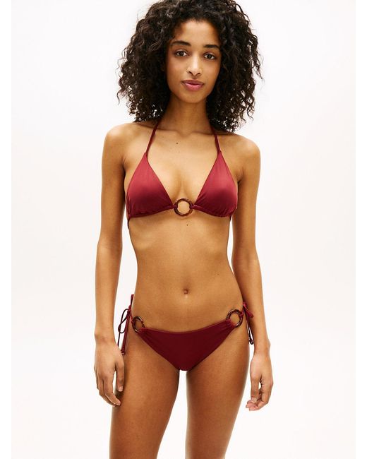 Tommy Hilfiger Orange Tortoiseshell Ring Slim Triangle Bikini Top