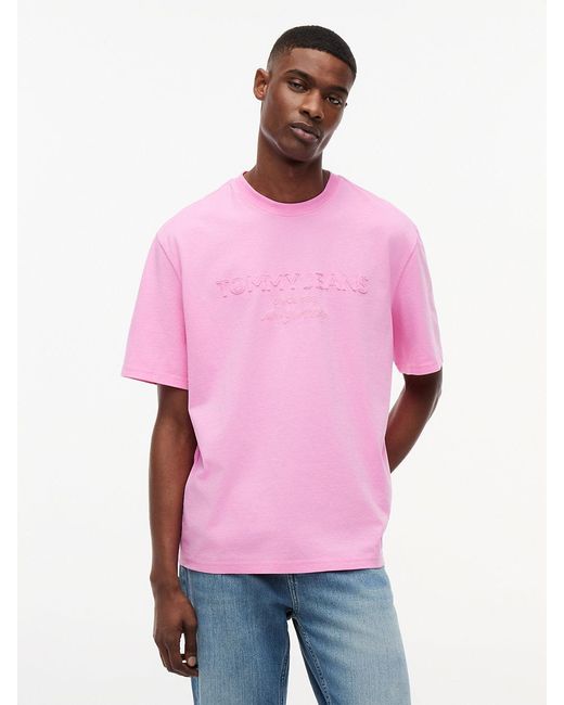 Tommy Hilfiger Pink Classic Tonal Logo Oversized T-Shirt for men