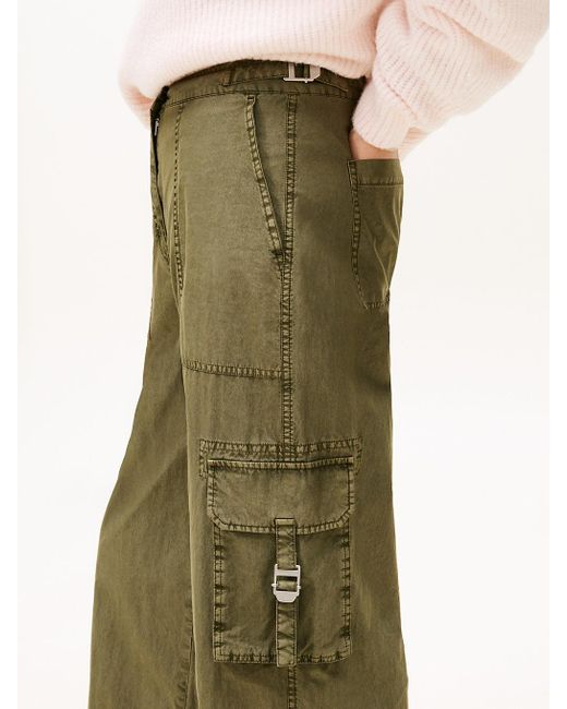 Tommy Hilfiger Natural Wide Leg Twill Cargo Trousers