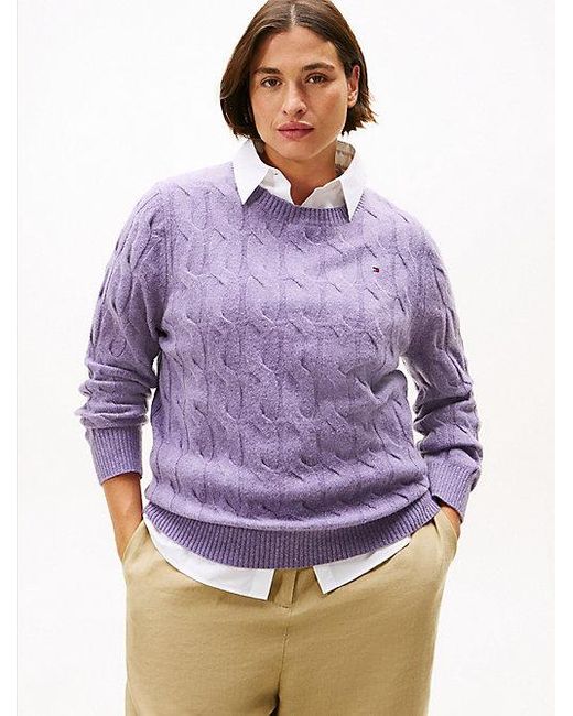 Jersey Curve De Punto Trenzado En Lana Suave Tommy Hilfiger de color Purple