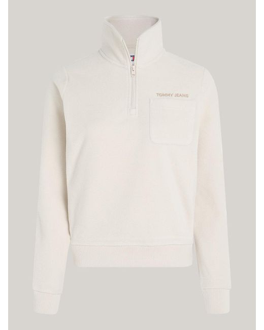 Tommy Hilfiger White Classics Zipped Neck Polar Fleece Sweatshirt