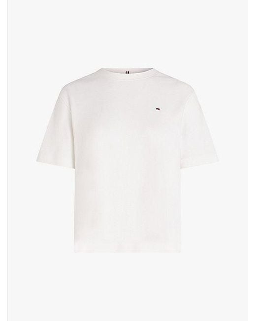 Tommy Hilfiger Boxy Relaxed Fit T-Shirt Van Interlock-Katoen in het White