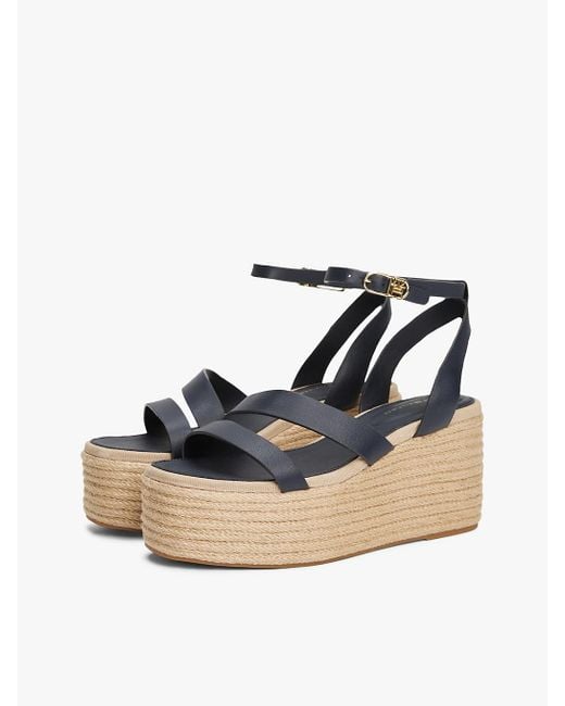 Espadrilles Compensées En Cuir Tommy Hilfiger en coloris Blue