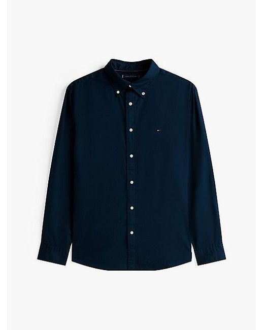 Tommy Hilfiger Th Flex Regular Fit Poplin Overhemd in het Blue voor heren