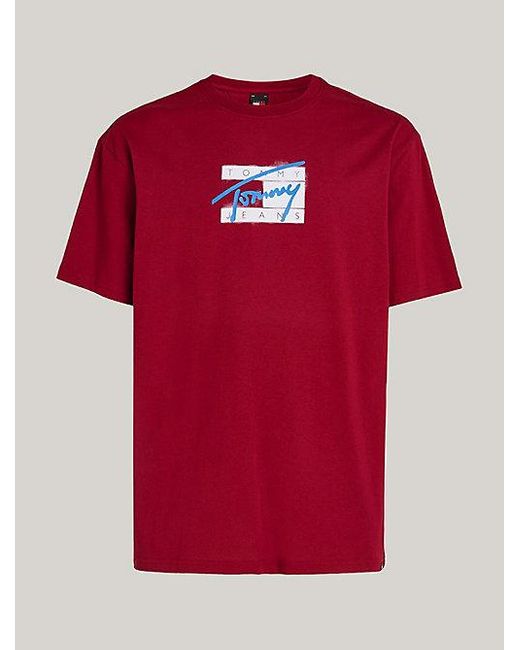 Tommy Hilfiger T-shirt Met Ronde Hals En Logo in het Red voor heren