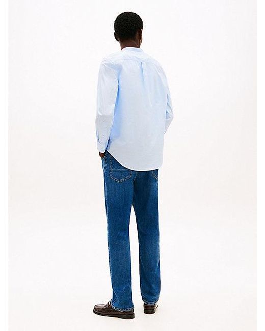 Tommy Hilfiger Regular Fit Poplin Overhemd Met Opstaande Kraag in het Blue voor heren