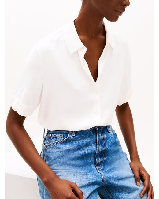 Chemise À Manches Courtes Coupe Décontractée Tommy Hilfiger en coloris White