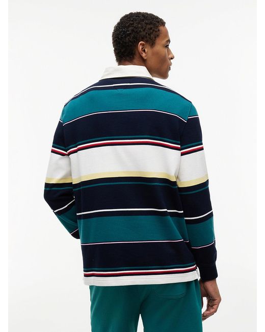 Tommy Hilfiger Blue Relaxed Fit Mixed Stripe Rugby Shirt for men
