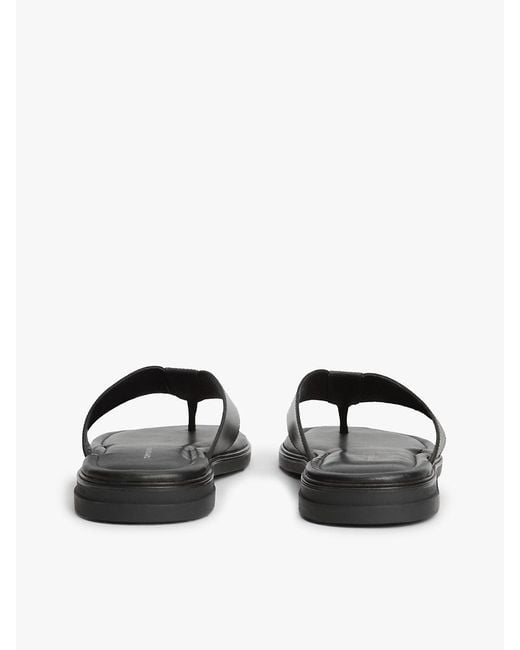Tommy Hilfiger White Debossed Logo Leather Toe Post Sandals for men