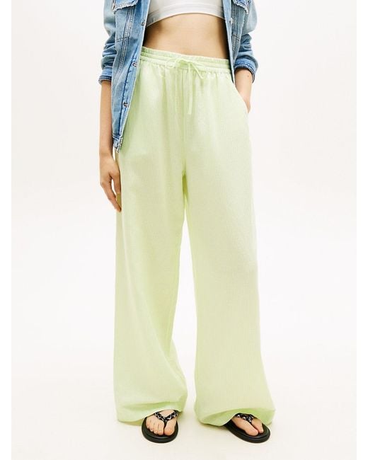 Tommy Hilfiger Blue Loose Linen Blend Drawstring Trousers