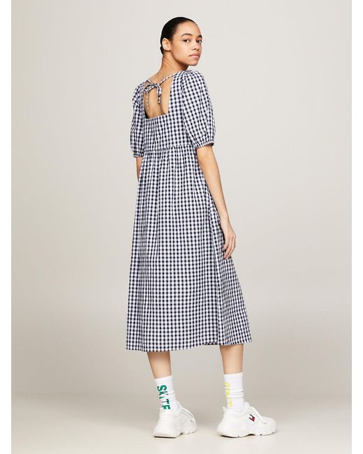 Tommy Hilfiger Multicolor Gingham Midi Fit And Flare Dress