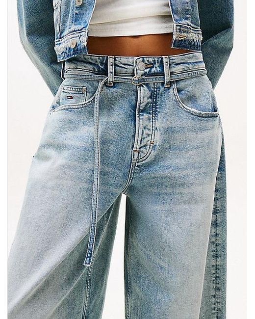 Tommy Hilfiger Medium Rise Jeans Met Riem in het Blue