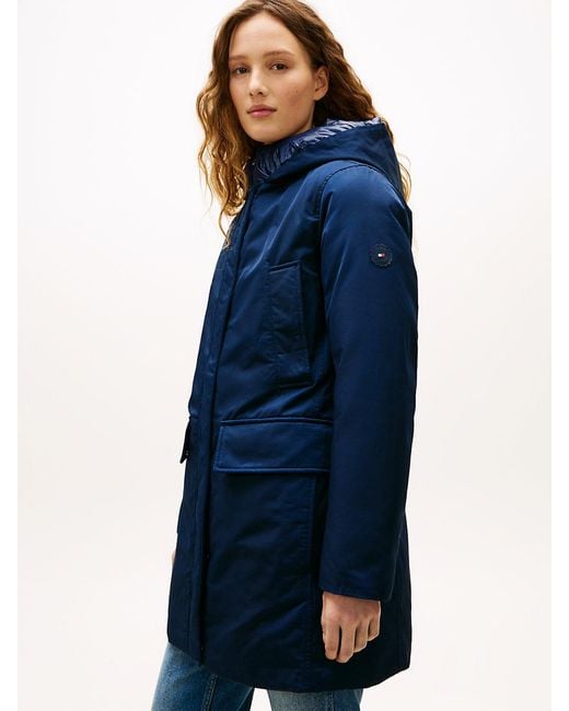 Tommy Hilfiger Blue Contrast Hood Padded Parka