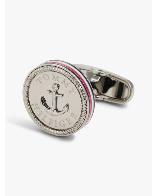 Tommy Hilfiger Metallic Stainless Steel Signature Nautical Cufflinks for men