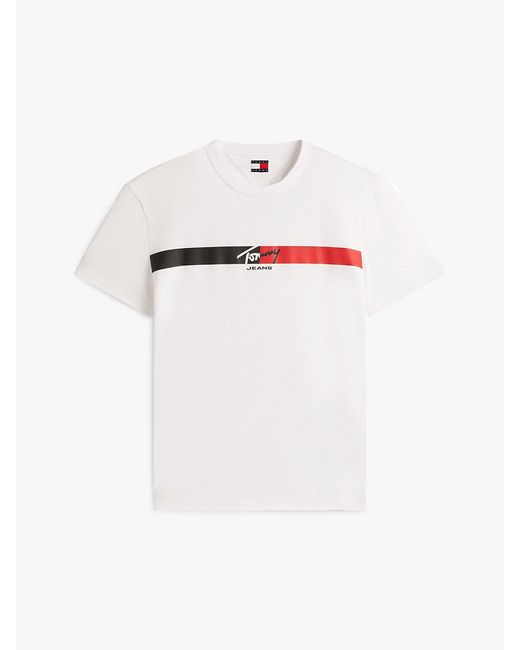 Tommy Hilfiger White Signature Logo Jersey T-Shirt for men