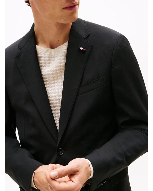 Tommy Hilfiger Black Wool Blend Slim Blazer for men