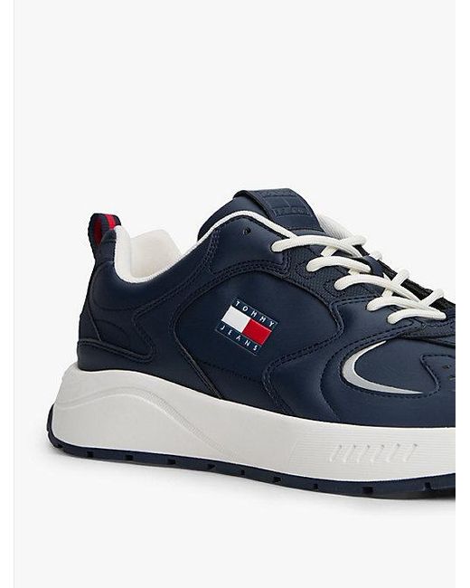 Tommy Hilfiger Sneaker Met Profielzool En Gemengde Texturen in het Blue voor heren
