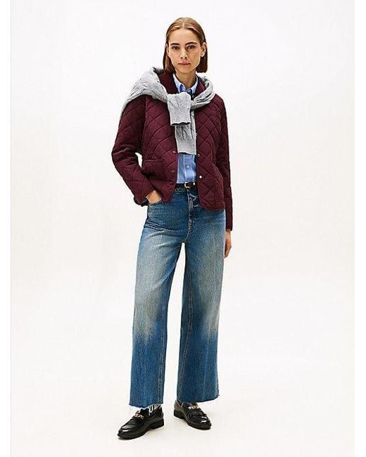 Tommy Hilfiger Getailleerd Gewatteerd Jack Met Th-Embleem in het Red