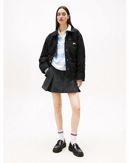 Tommy Hilfiger Boxy Gewatteerd Chore Jack Met Badge in het Black