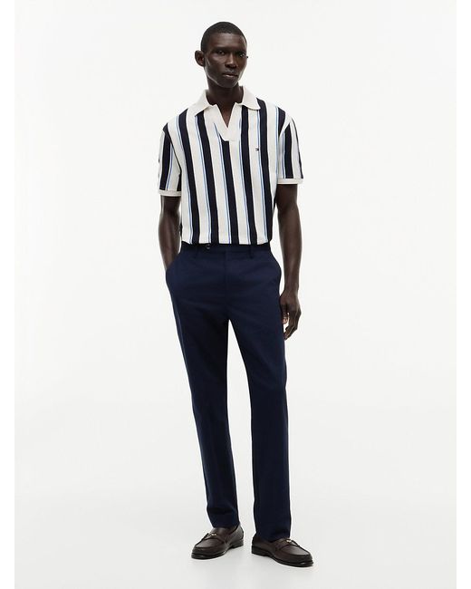 Tommy Hilfiger Blue Relaxed Fit Stripe Crepe Polo Shirt for men