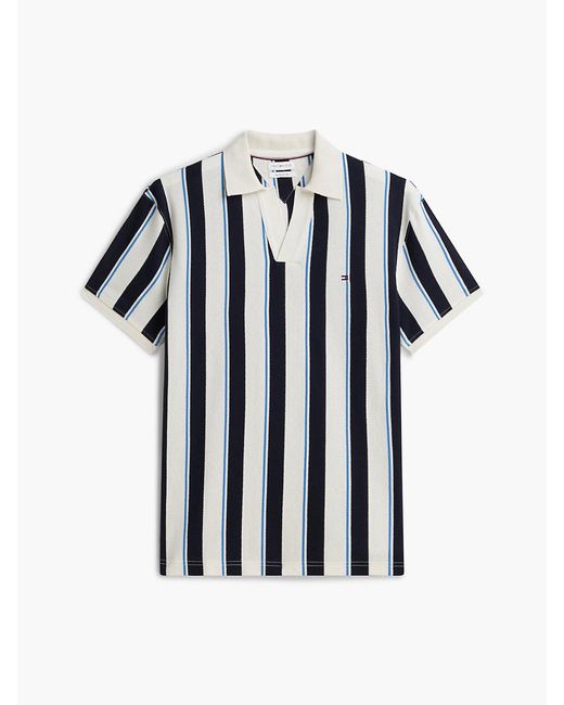 Tommy Hilfiger Blue Relaxed Fit Stripe Crepe Polo Shirt for men