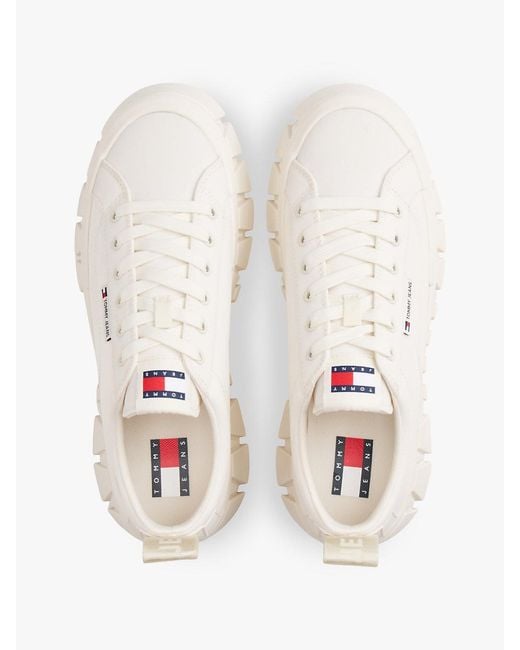 Tommy Hilfiger Natural Logo Tab Platform Cleat Trainers