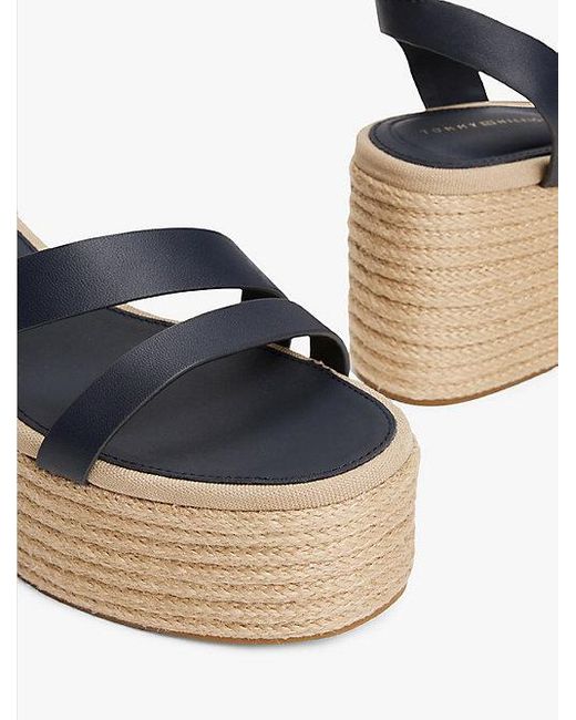 Alpargatas De Piel Con Plataforma Tommy Hilfiger de color Blue
