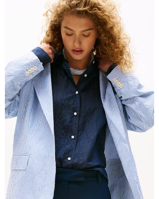 Tommy Hilfiger Blue The Runway Collection Oversized Stripe Blazer