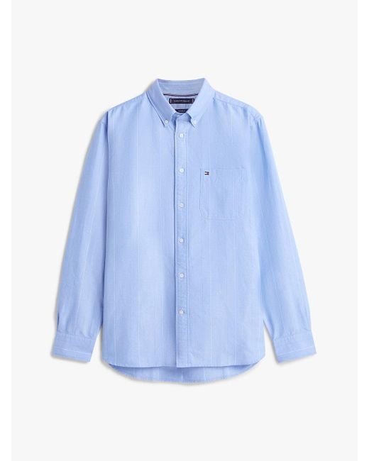 Camicia Oxford Regular Fit Con Motivo Gessato di Tommy Hilfiger in Blue da Uomo