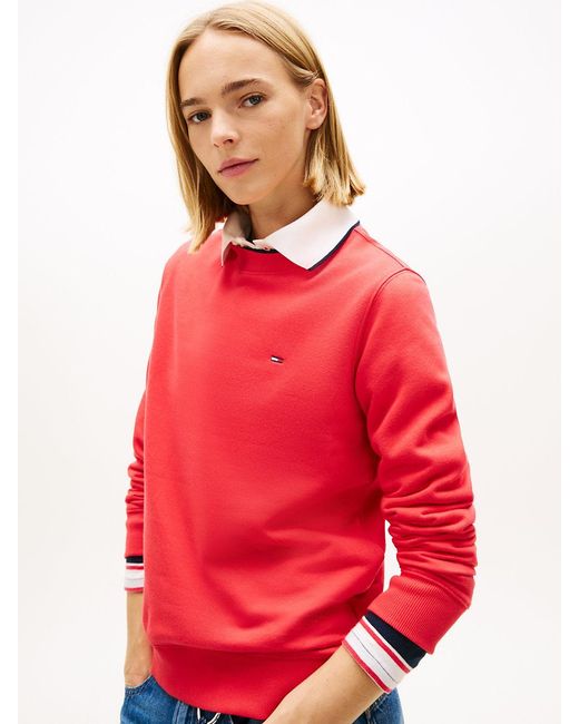 Tommy Hilfiger Red Flag Embroidery Fleece Sweatshirt