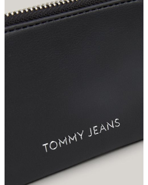Tommy Hilfiger Black Essential Metal Logo Small Zip-around Wallet