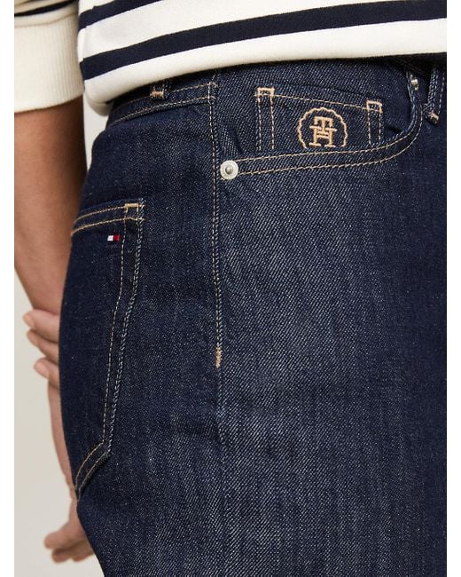 Tommy Hilfiger Blue Classics High Rise Straight Th Monogram Jeans