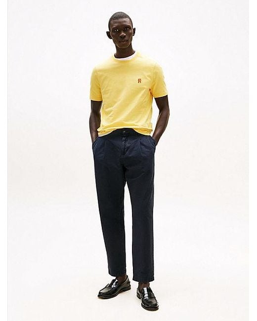 Tommy Hilfiger T-Shirt Met Contrasterend Geborduurd Th-Monogram in het Yellow voor heren